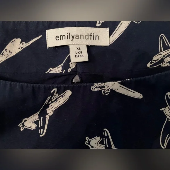 Vintage Modcloth Emily and Fin Airplane/Jet/Planes/Air Force Navy Cotton Dress - Picture 4 of 11